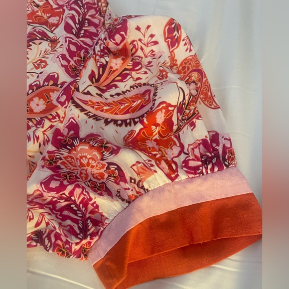 Umgee Floral Paisley Ruffle Neck Blouse / Med - Picture 7 of 9